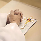 St Benedict Crucifix White,Crucifix Wall Cross for Catholic Decor,Medalla De San Benito,Jesus Christ Hanging Cross Wall Decor,Crucifijo Del Perdon,Saint Benedict Medal Prayer for Home Decoration