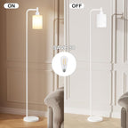Ziisee Floor Lamps for Living Room - Industrial Standing Lamp with Glass Shade, Modern White Floor Lamp with LED Bulbs, Farmhouse Floor Lamp for Bedroom, Tall Lamp for Office - White