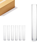 WGVI Quality Thick Weighted Tall Clear Cylinder Glass Vases, 4" W x 28" H, Flower Arrangement Floating Candle Holders Wedding Centerpieces Event Floral Container Display Décor, Bulk Wholesale, 6 Pcs