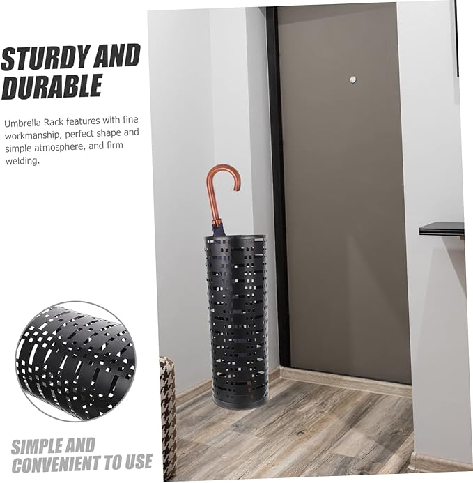UPKOCH Umbrella Bucket Iron Umbrella Stand Umbrella Holder Bins Mini Umbrella Stand Iron Umbrella Holder Umbrella Storage Bucket Metal Iron Bucket Wrought Iron Black Household Storage Box