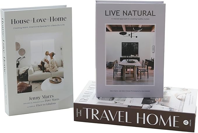 3 PCS Faux Decorative Books for Home Decor-Coffee Table Books Decor-Aesthetic Fake/Faux Books for Decoration,libros Decoration for Coffee Table, Shelf Accessories (Travel House Live Natural)