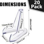 Bonsicoky 20 Pack Mini Clear Acrylic Easel Display Stands - Durable Display Holders for Coins, Card, Medals, and Collectibles - 2.7 Inch Tall