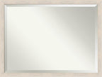 Amanti Art White Wall Mirror 33x43 Hardwood White Wash Narrow Rectangle Bathroom Mirror for Wall Decor Living Room, X-Large Country Rustic Wood Frame, Hangs Horizonally and Vertically, Bathroom Decor,