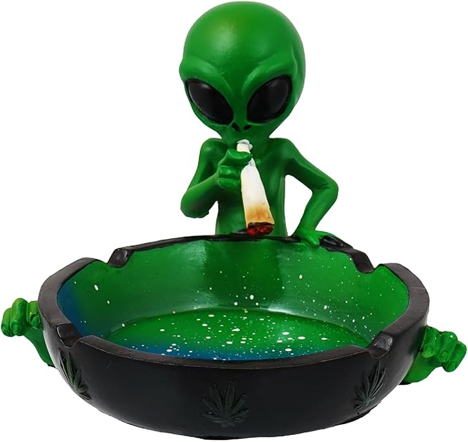 Fantasy Gifts, Ornament, Alien Smoking Ashtray, Home Décor, Multicolor, 4 inches