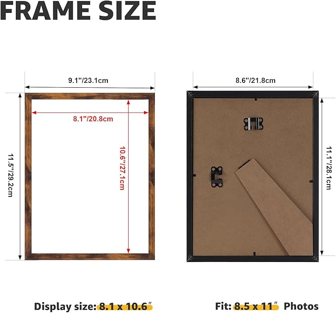 Giftgarden 8.5x11 Picture Frame Set of 18, Multi 8.5 by 11 Certificate Frames Bulk for Award Diploma Document Office Wall or Tabletop Display, Rustic Brown