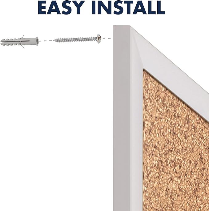 Quartet Cork Bulletin Board 72"W x 48"H Pin Board, Silver Aluminum Frame (2307)