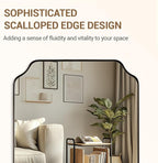 ANDY STAR Rectangle Mirror 30x40 Inch, Brushed Bronze Scalloped Mirror for Bathroom, Rust-Proof Stainless Steel 1" Frame, Antique Scalloped Edge Design Ideal for Home Decor