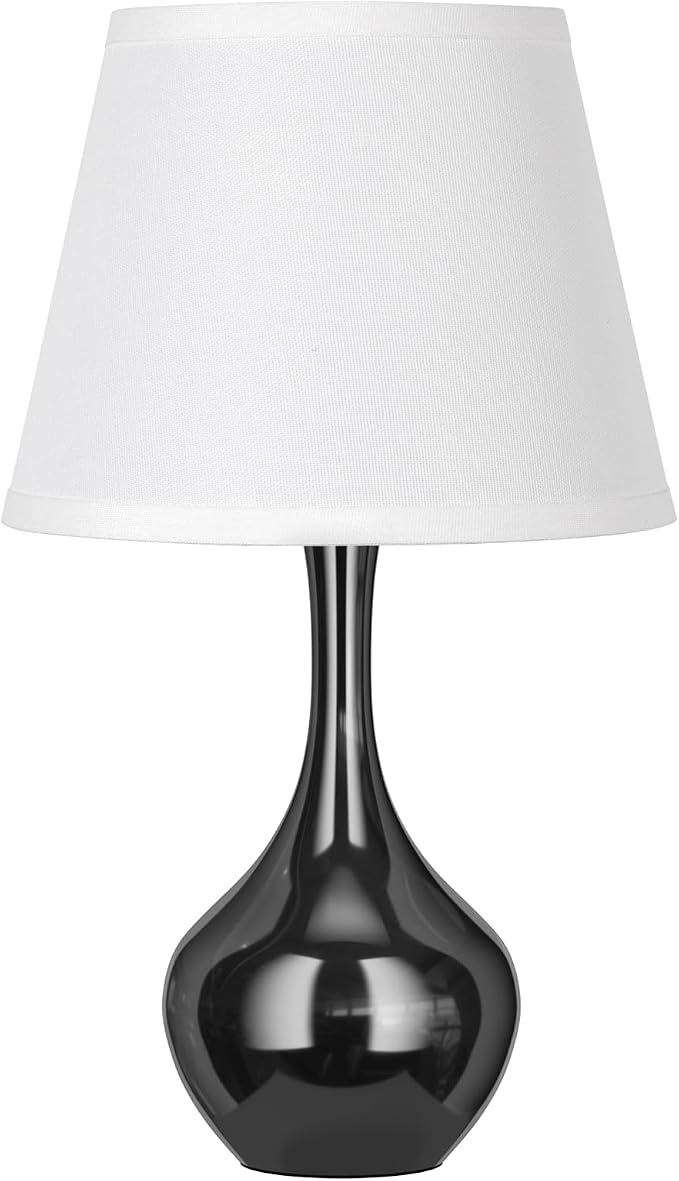 Seealle Touch Table Lamp for Bedroom, 3-Way Dimmable Small Bedside Lamps for Night Stands with Wires, Gloss Black Desk Lamp for Kids Room, Office, Living Room, End Table(LED Bulb Included)