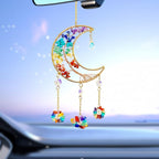 Moon Dream Catchers with Crystal 7 Chakra Gemstone Dream Catchers Crystal Suncatcher Rainbow Maker Good Luck Decor for Window Wall Car Home Garden (Moon)