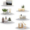 HORLIMER Floating Corner Shelf Wall Mount, Set of 6 Rustic Wood Corner Wall Shelves for Bedroom, Living Room, Bathroom, Kitchen (White)