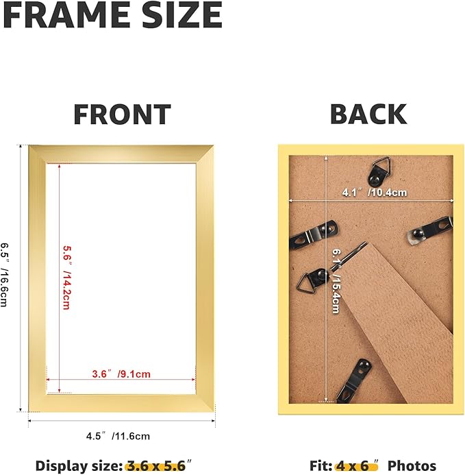 Giftgarden 4x6 Picture Frame Set of 18, Lightweight 4 by 6 Frames Bulk for Gallery Wall Photo Hanging and Tabletop Display, Gold
