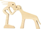 ISHINE Wood Decor Wooden Statue Man and Dog Figurine Handmade Carved Creative Home Office Gift for Men Women Accents Decoration Natural ECO Friendly 7x3 inches (B-Woman Kisses Dog)