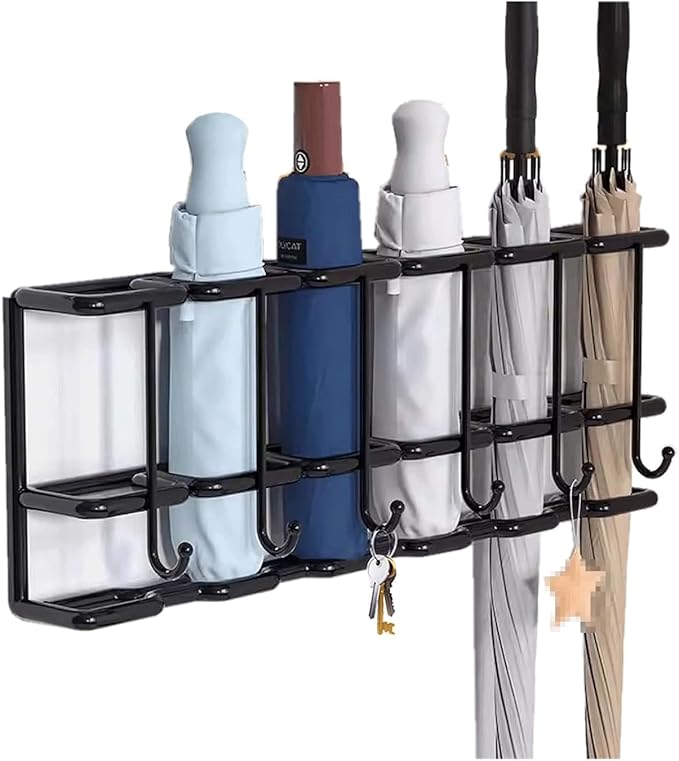 4/6 Compartment Umbrella Stand Wall Mounted Modern Metal Space Saving Umbrella Holder Rack Indoor Umbrella Organizer for Home