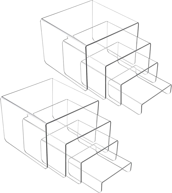MerryNine Acrylic Risers 8 Pcs, Clear Risers Display Stand, Acrylic Display Risers, Risers for Display for Cupcakes, Figures, Retail, Collectible Figures, Cosmetics, Collectibles Display, Square