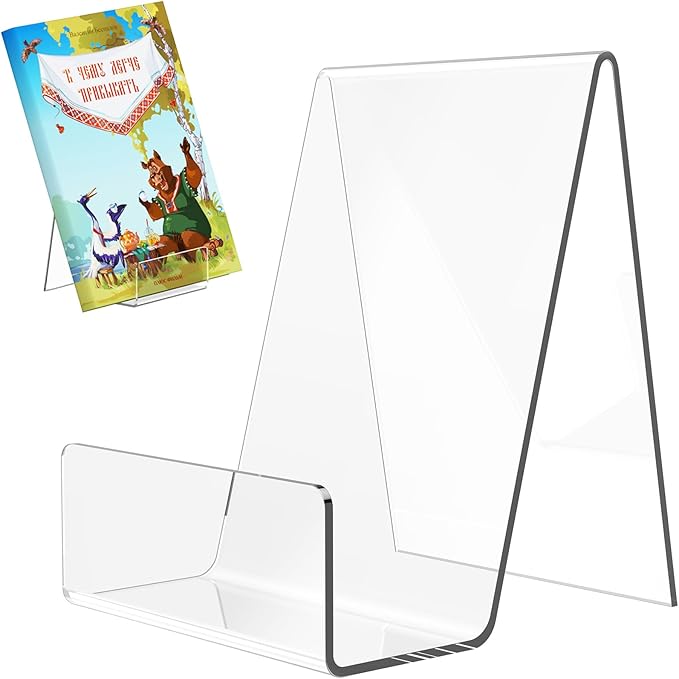Aredpoook 6 Pack Acrylic Book Stand, Clear Easel Stand for Display, Book Display Holder, Display Stand for Album, CD, Magazine, Postcard, Picture, Plate, Artworks, Phone, Tablet
