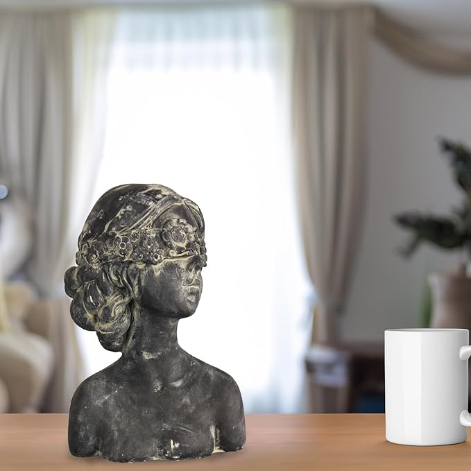 Beautiful Women Faces Resin Sculptures,Resin Art Statues Ornaments, Collectible Figurines for Home Living Room Office Shelf Decoration, Housewarming Great Gifts Ideas, Women with Wreaths