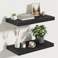 Vivelove 16 Inches Floating Shelves Wall Mounted, 10" Deep Wall Shelves for Bedroom, Bathroom, Living Room, Kitchen, Office, Home Decor, Modern Shelf, Set of 2, Black, 16x10.2x1.5