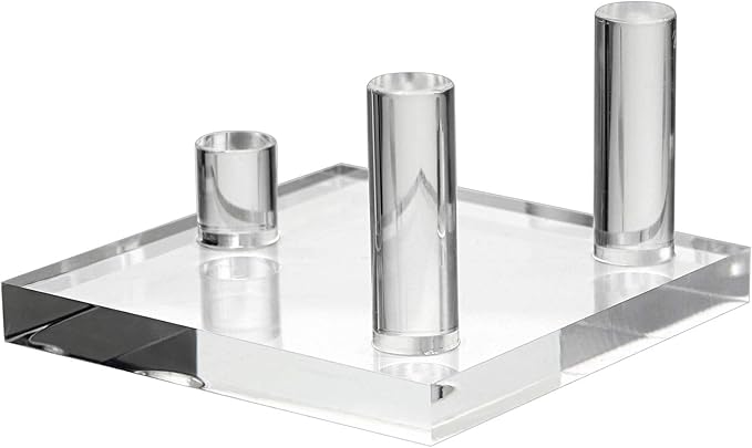 Hipiwe Clear Acrylic Display Stand - Three-Peg Display Easel Stands for Fossil Coral Geodes Rock Mineral Agate Small Collectibles, Set of 4