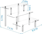 HENABLE 2PCS Acrylic Display Risers, 3 Tier Clear Cupcake Stand Risers, Organizer for Perfume, Funko POP, Food, Tabletop Use