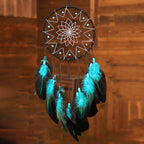 Blue Dream Catchers Handmade, Boho Traditional Circular Net for Wall Hanging Decor, Bedroom Kids, Home Decoration, Art Ornament Craft Gift