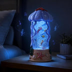 Jellyfish Night Light Water Snow Globe with Music and 2 Soothing Melodies, Rotating Ocean Scene Lamp with 6 Hours Timer, USB Powered or 3 AA Battery Operated Gift for Kids Adults Bedroom Nursery