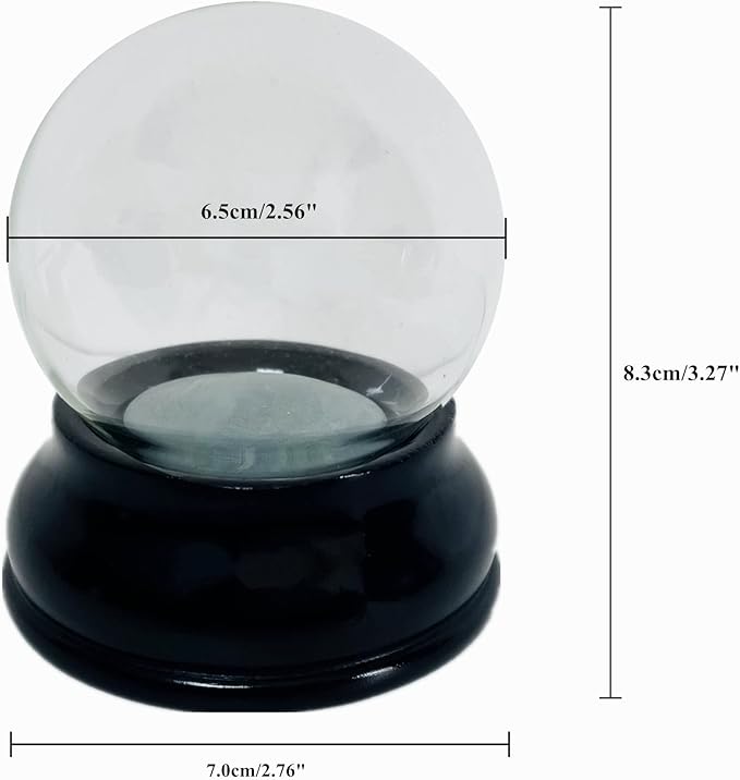 Clear DIY Empty Snow Globe kit Glass Water Globe Jar with Resin Base (65MM)