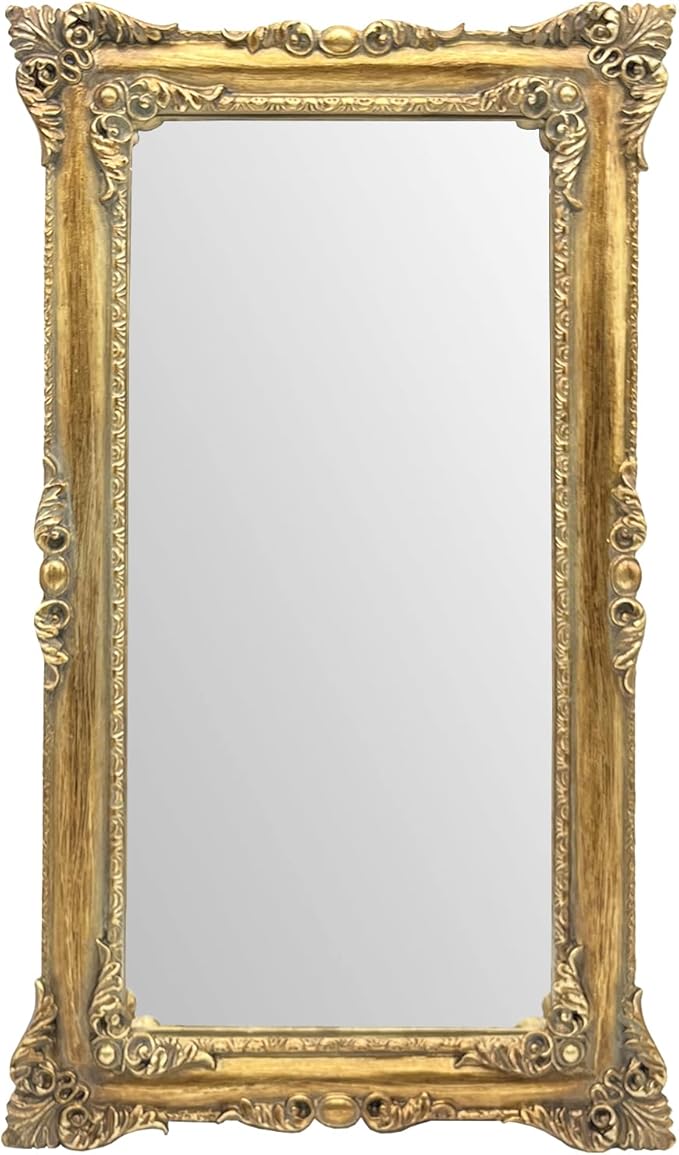 Gold Vintage Mirror 8x14 Inch, Antique Ornate Decorative Mirror for Desk & Wall, Small Vanity Mirror for Makeup Wall Decor, Antique Gold