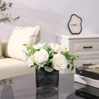 Square Glass Vases Set of 9, 4"x 4"x 4" Flower Vases for Centerpieces, Grey Glass Vase for Flowers, Small Vase for Wedding, Party, Home Office Decoration