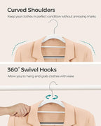 SONGMICS Pack of 50 Coat Hangers, Heavy-Duty Plastic Hangers, Clothes Hangers, White and Dark Gray UCRP020W02