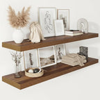 Vivelove Wide Floating Shelves for Wall 12 Inch Deep, 47.2" X 12" X 2" Floating Shelf, 2 Inch Thick Shelf for Living Room Bathroom Bedroom Kitchen Book Room, Rustic Farmhouse Decor Set of 2, Walnut