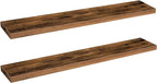 HOOBRO Floating Shelves for Wall, Wall Mounted Shelf Set of 2, 47.2" Hanging Shelf with Invisible Brackets, for Wall Storage in Bathroom Bedroom Kitchen Living Room Office, Rustic Brown BF120BJP201