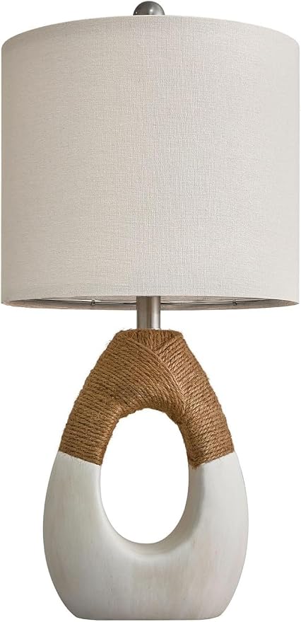 OYEARS 19” Boho Table Lamps Bedroom Living Room,Suitable for Small Space,Farmhouse Rattan Lamp Rustic Egg Design Resin Nightstand Bedside Lamps for Bedroom Living Room Office Study Rest Decor