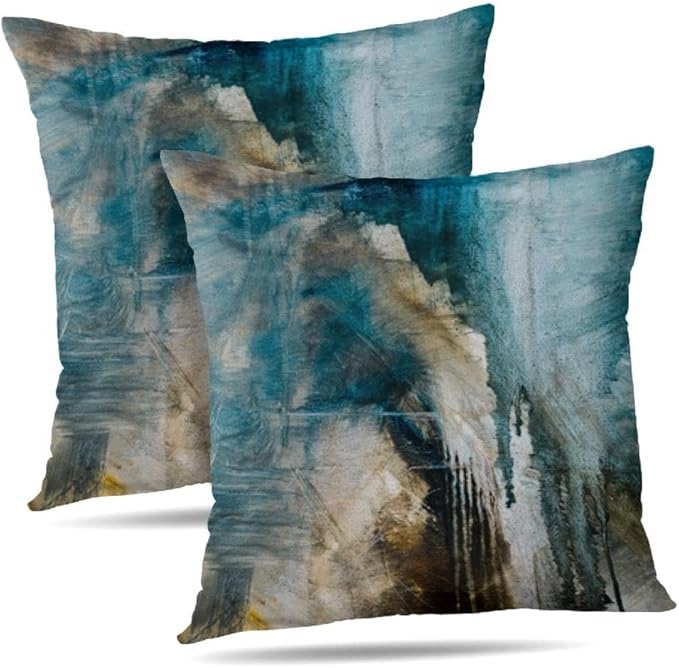 Taupe Abstract Art Artwork Pillow Cover, Gallery Modern Decorative Throw Pillows Cushion Cover for Bedroom Sofa Living Room 22 x 22 Inch Set of 2