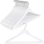 TOPIA HANGER Wooden Coat Hangers 20 Pack, White Wood Suit Hangers with Non Slip Pants Bar, 360° Swivel Hook and Shoulder Notches for Camisole, Jacket, Pants, Smooth Finish Clothes Hangers - CT34W20