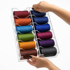 ZENFUN 12 Compartments Belts Storage Box, Acrylic Belt Organizer, Belt Container Storage Holder Clear Belts Display Case for Watch, Hair Accessories, Jewelry, Closet and Drawer