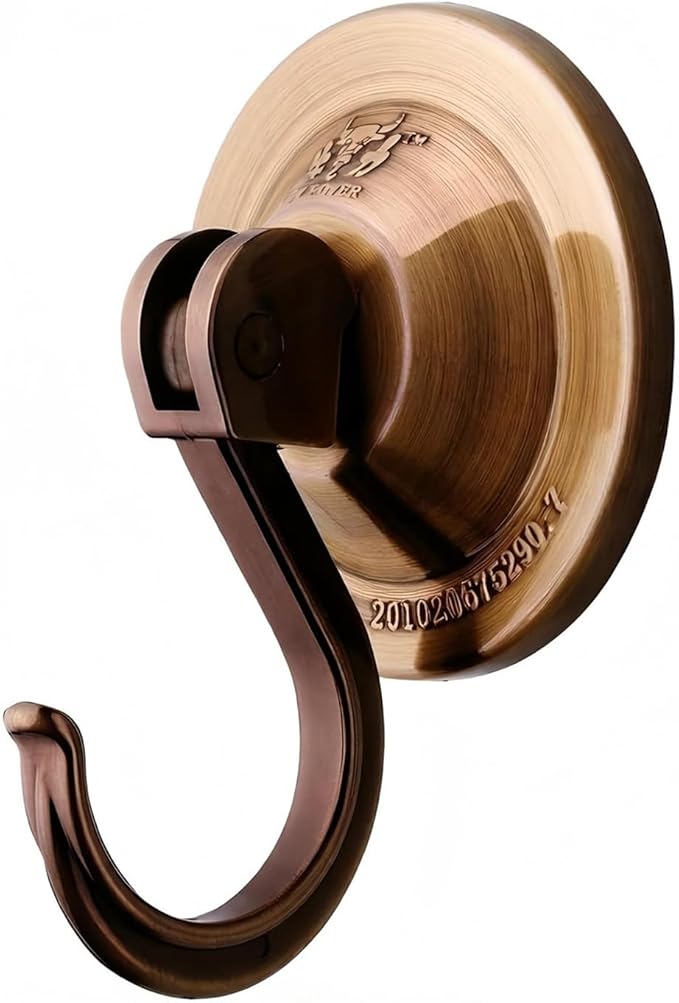 Strong Suction Cup Wreath Hanger for Front Glass Door - 20lb Hooks for Window & Bathroom - Damage-Free, Reusable Outdoor Christmas Wreath Holder for Holiday Decor, 2-Pack, Antique Gold