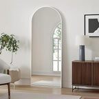 Prywot Arched Floor Mirror, 58" x 18" Full Length Wall Mirror Hanging or Leaning Arched-Top Full Body Mirror with Stand for Bedroom, Dressing Room, White