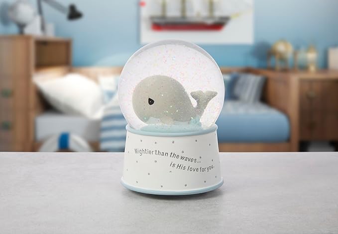 Precious Moments Mightier Than the Waves Brahms' Lullaby Whale Musical Resin/Glass Snow Globe, One Size, Multicolor