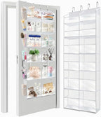 HOMELUX THEORY UPGRADED 6 Tiers Over The Door Organizer Hanging - 100D EXTRA THICK & 50lbs HUGE CAPACITY, 12 Side Mesh Pockets Over The Door Shoe Organizer, Hanging Closet Organizer (Transparent, XL)
