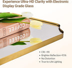 ANDY STAR 24"x40" Gold Mirror, Brushed Brass Scalloped Wall Mirror, Unique Rectangle Mirror, Bathroom Vanity Mirror in Anti-Rust Stainless Steel Metal Frame 1’’ Deep, Hangs Vertically/Horizontally