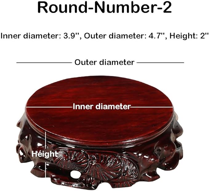 GOLDY&WENDY Round Rosewood Carved Home Decor Display Stand Pedestal(3.9''Inside Diameter)