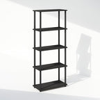 Furinno Turn-N-Tube Book Shelf, 5-Tier Bookshelf, Bookcase with Multipurpose Compact Display Rack, 11.6 x 23.6 x 57.4, for Living Room, Bedroom, Home Office, Americano/Black