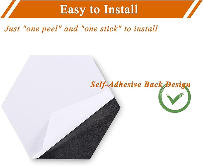 8Pcs Hexagon Felt Cork Board Tiles, Self Adhesive DIY Bulletin Board Pin Board for Office School Home Wall Decor Stickers Memos Photos Display (Black)