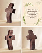 5-Pack Wooden Cross Fidget, Handmade Pocket Wood Crosses, Cross My Heart | Encouragement Gift, Relieve Anxiety for Yourself, Inspirational Easter Gift for Christian Faith, Prayer, Father Day Gifts
