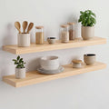 Homeforia 30 inch Natural Floating Shelf, High End Solid Real Wood 30inch Small Floating Shelves for Wall Mounted, Natural Wooden Floating Shelves, Heavy Duty Bracket, 30 X 6.5 X 1.75 in, Set of 3