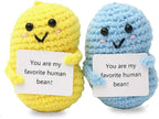 Funny Handmade Crochet Human Bean for Women Men, Positive Emotional Support Human Bean, Valentine's Day Gift, Birthday Basket Gift for Home Decorations
