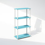 Furinno Turn-N-Tube Book Shelf, 4-Tier Bookshelf, Bookcase with Multipurpose Compact Display Rack, 11.6 x 23.6 x 43.2, for Living Room, Bedroom, Home Office, Light Blue/White