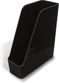 TRU RED Plastic Magazine File, Black, 2‑Pack – Vertical Desktop Organizer for Magazines, Folders & Office Documents