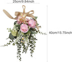 Qianly Artificial Floral Swag Garland Outdoor Indoor, Decorative, Flower Teardrop Wreath, Hanging for Office Holidays Festivals Wall, Purple