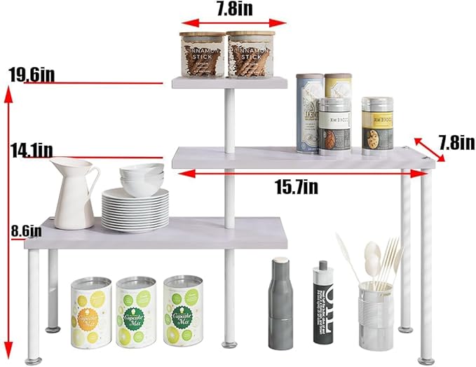 Countertop Organizer Organization 3 Tier Kitchen Corner Shelves Adjustable Spice Storage Rack for Bathroom Coffee Area Over Sink (Light Purple)
